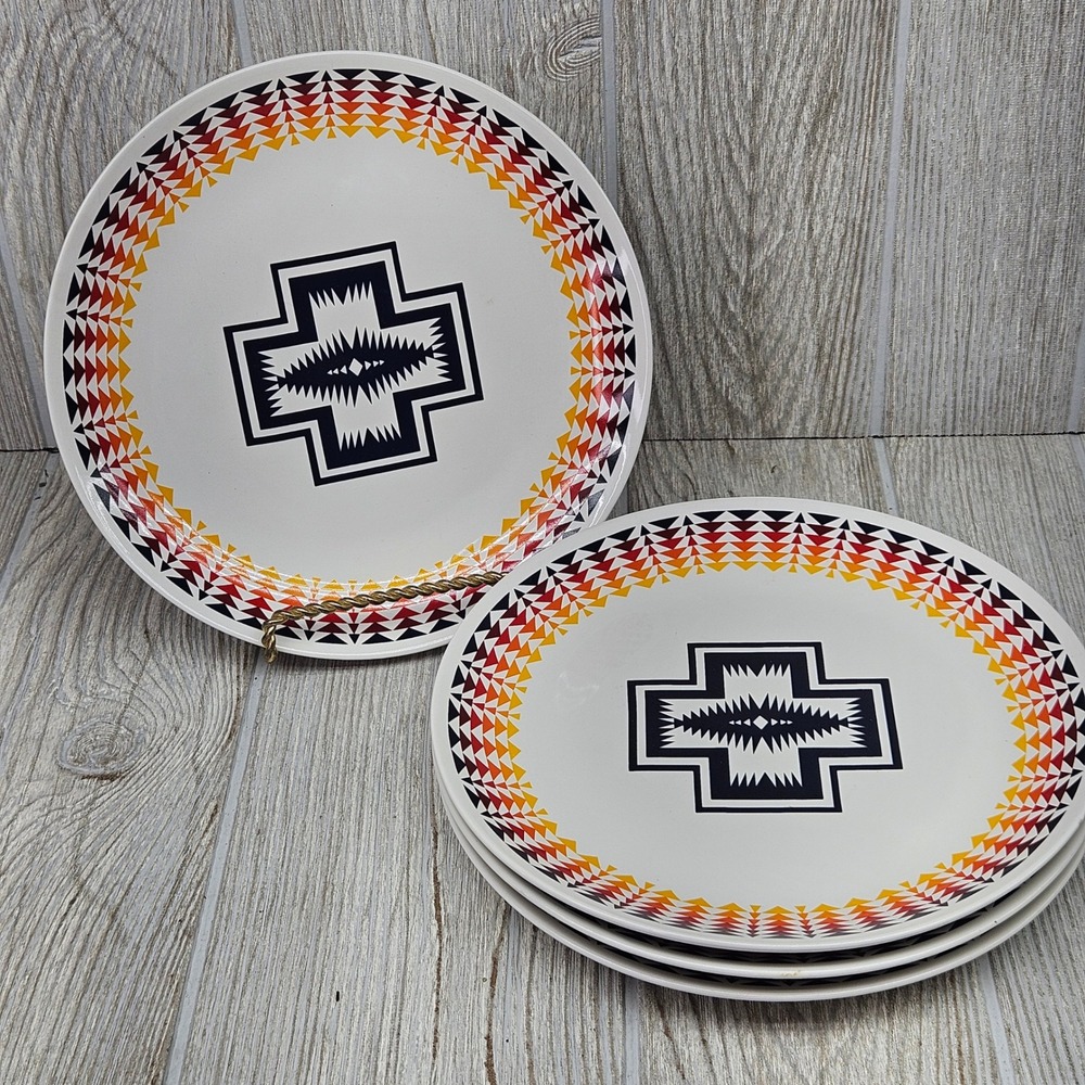 Pendleton Harding Salad Plates Set of 4 Ceramic Southwestern Geometric 8" RARE
